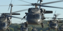 Blackhawk helicopters taking flight